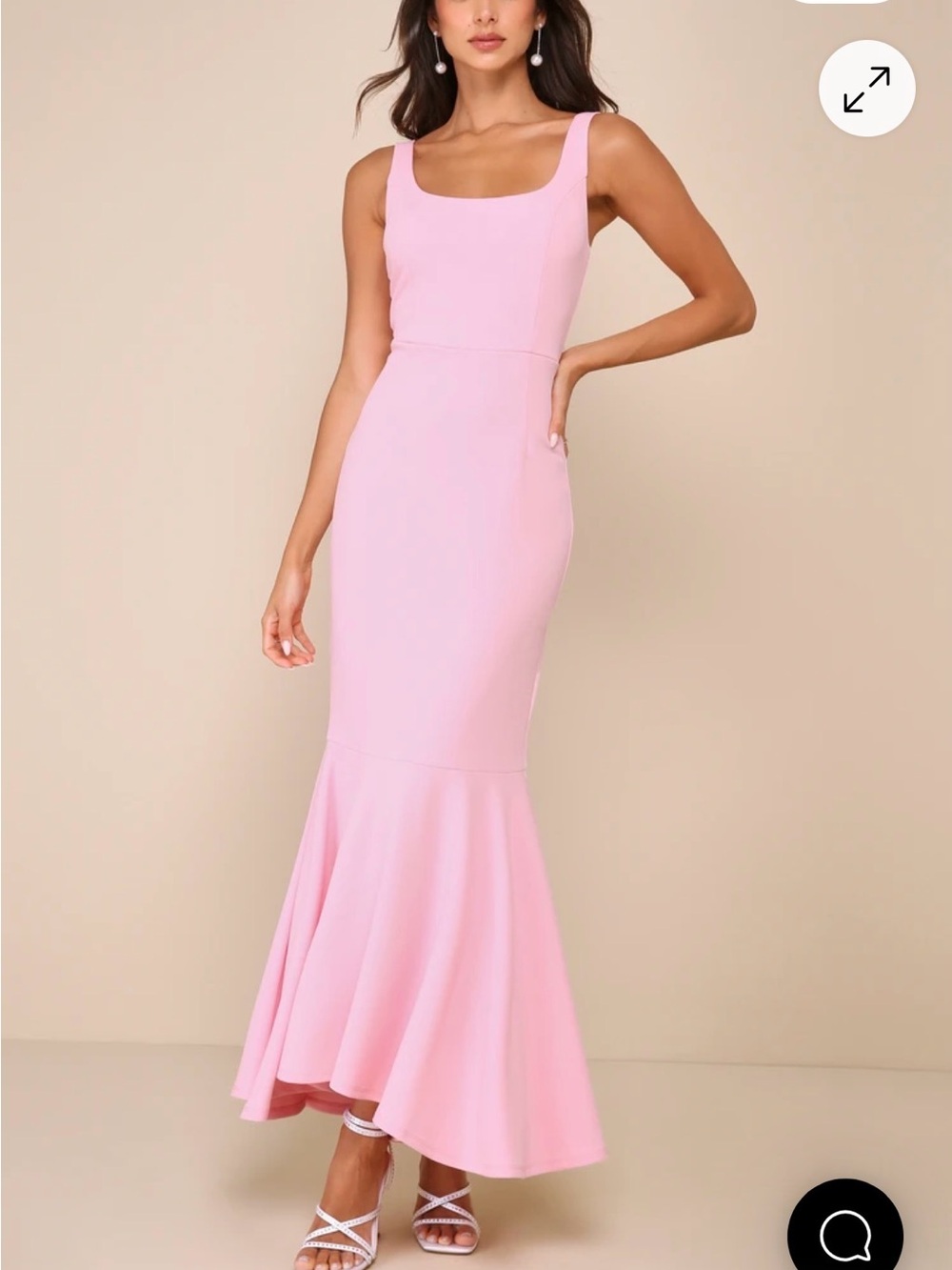 Lulu's Pale Pink Square-Neck Mermaid Maxi Dress